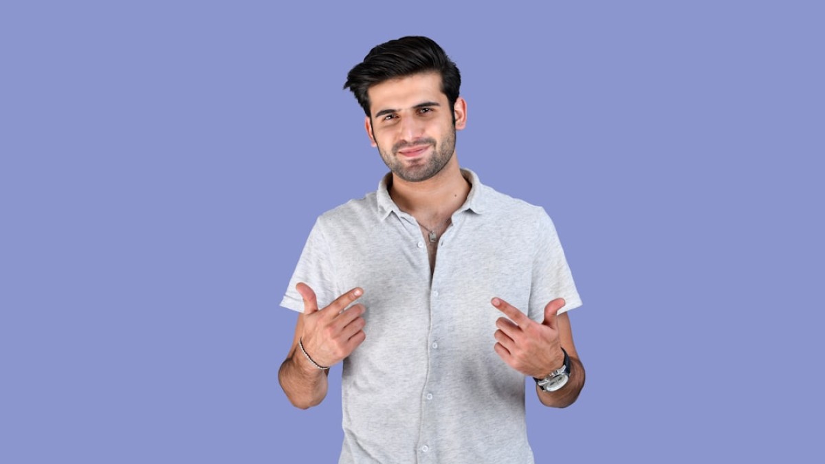 a man with his hands out